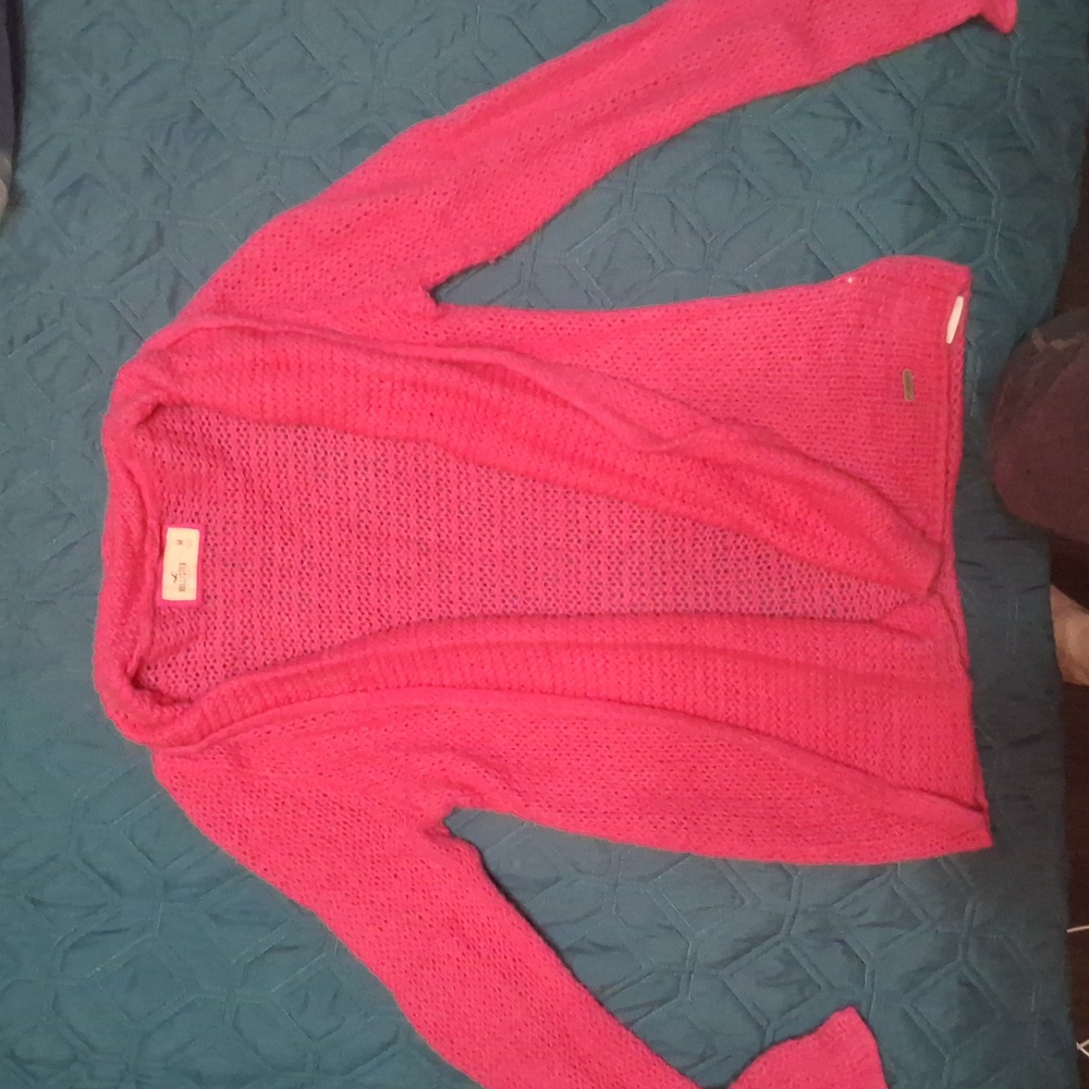 Hot pink knit open cardigan